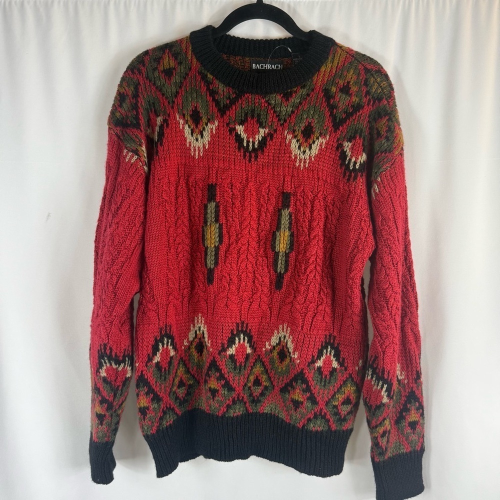Vintage Men's Tundra Bachrach Sweater
Size:L Multi Color 80s 90s 3D KNIT